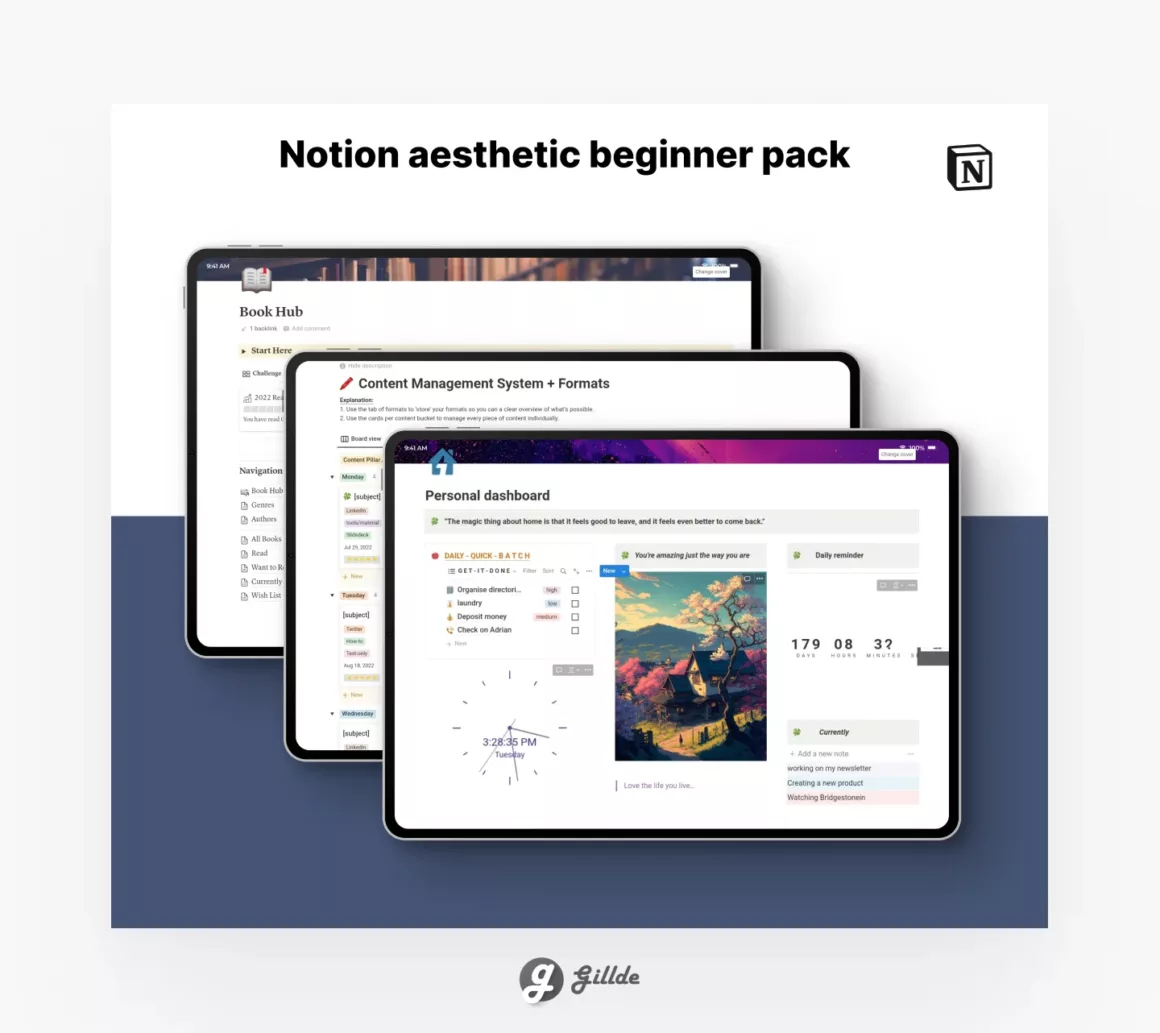 Notion aesthetic beginners pack