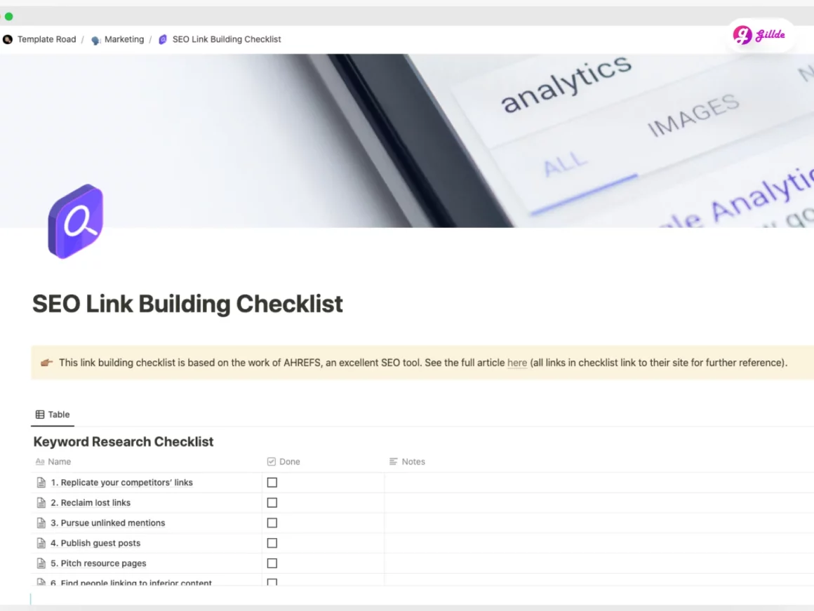 Notion SEO Template Gillde 3