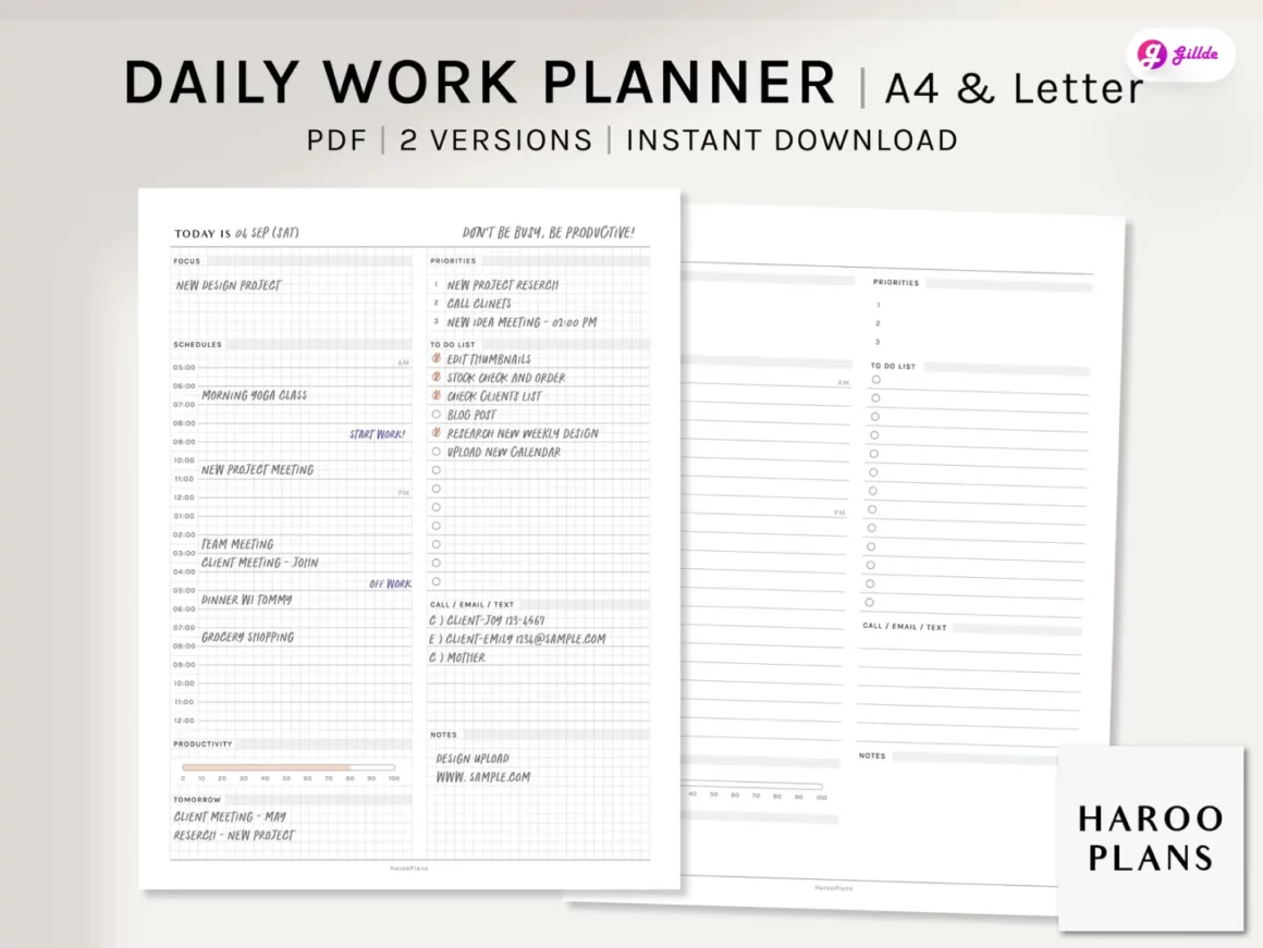 Printable Work Planner