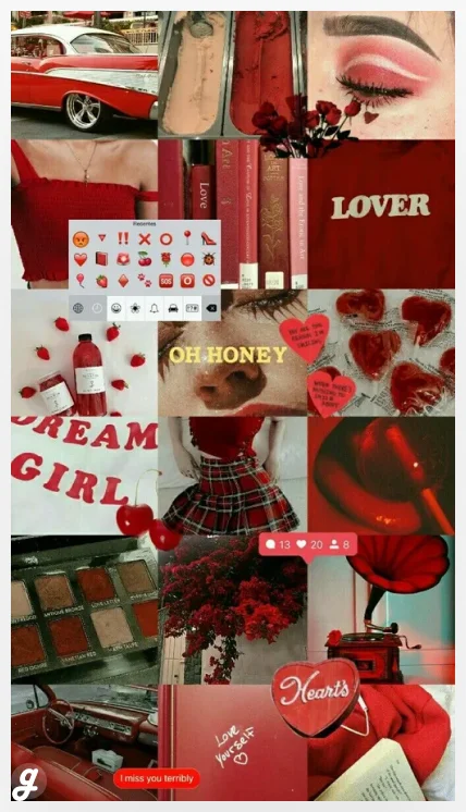 Vintage Dream Lover Collage Red Aesthetic Iphone Wallpaper