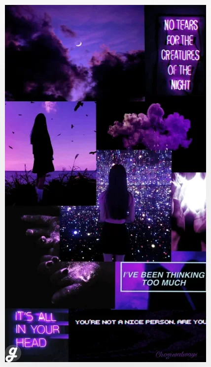 Light Purple Aesthetic Overthinking Collage Wallpaper