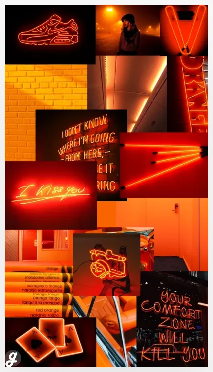 Orange Aesthetic Phone Neon Signages Wallpaper