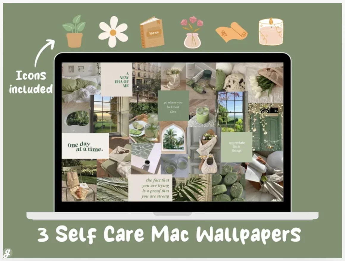 Self Care MacBook Wallpapers & Icons - Vision Board, Collage, Aesthetic Wallpaper and Mood Board