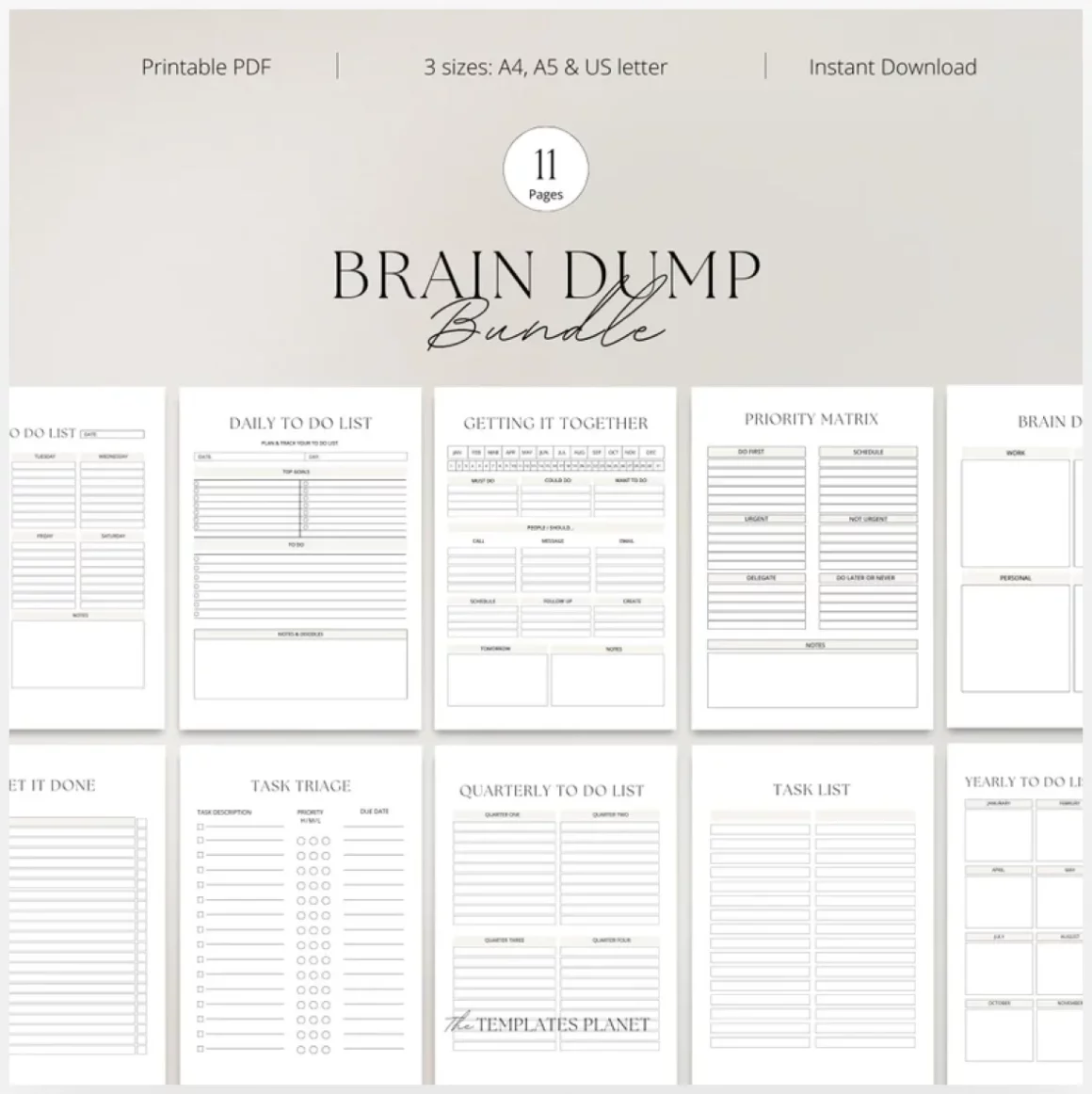 Printable Brain Dump Bundle