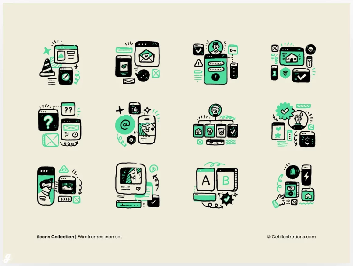 Wireframe icons by Ramy Wafaa