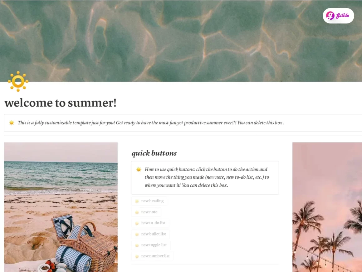 Free Notion Summer Template