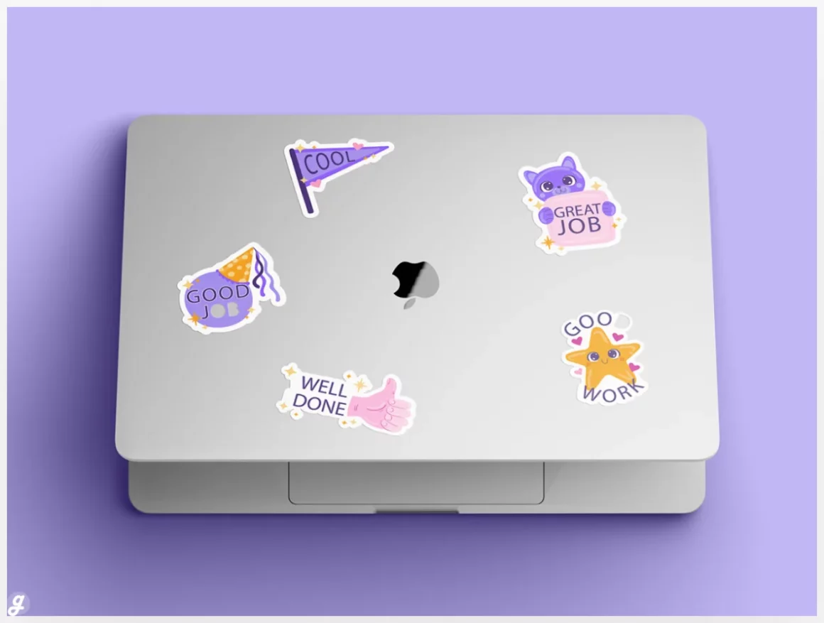 Free Laptop Sticker Mockup