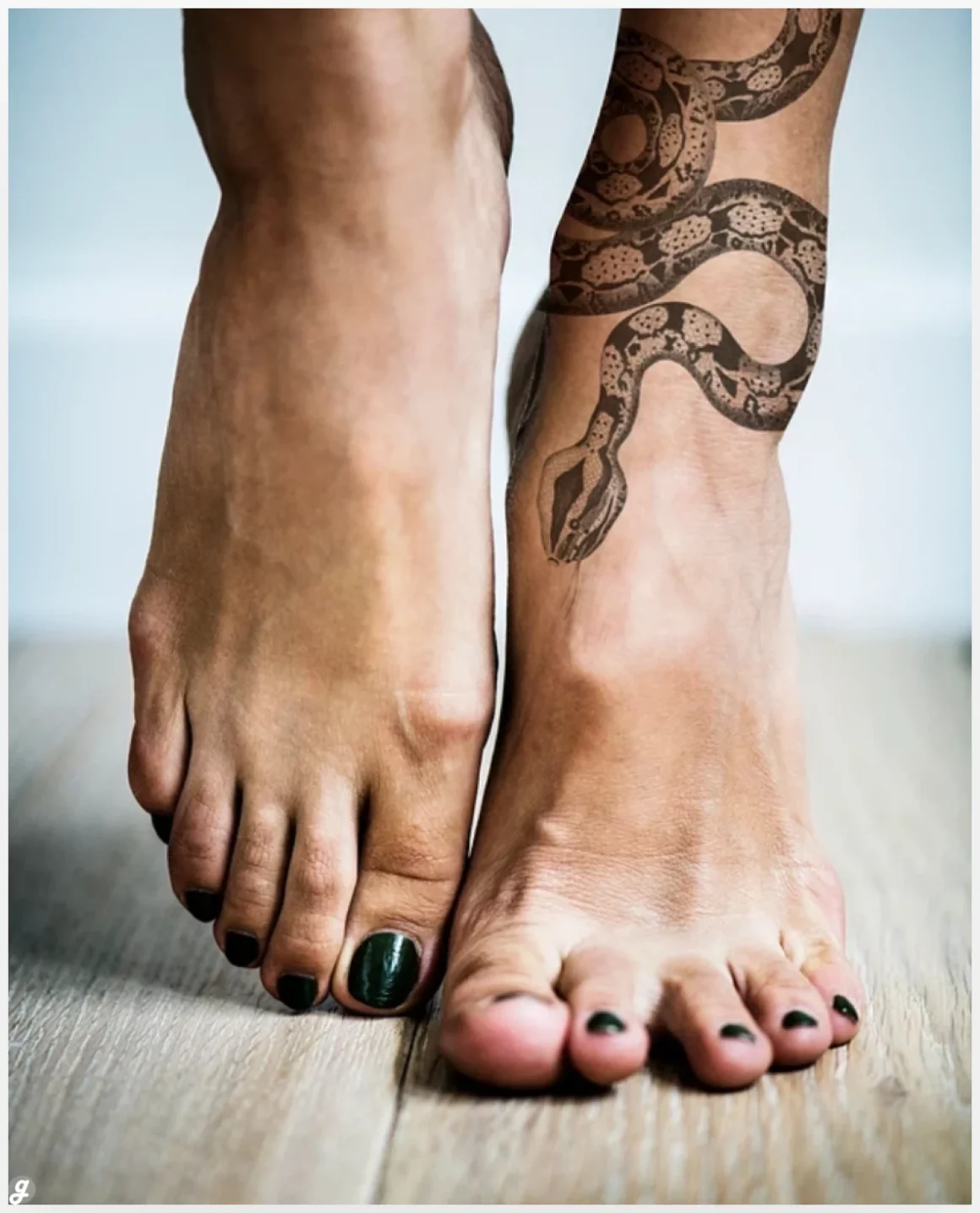 Closeup of ankle tattoo of a woman