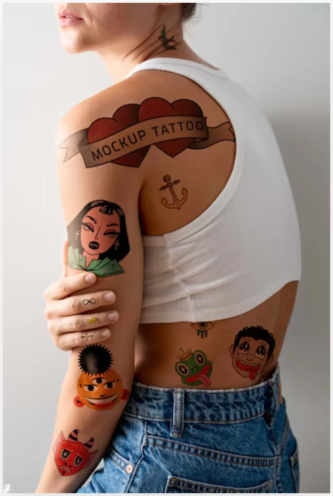 Woman having tattoo mockup