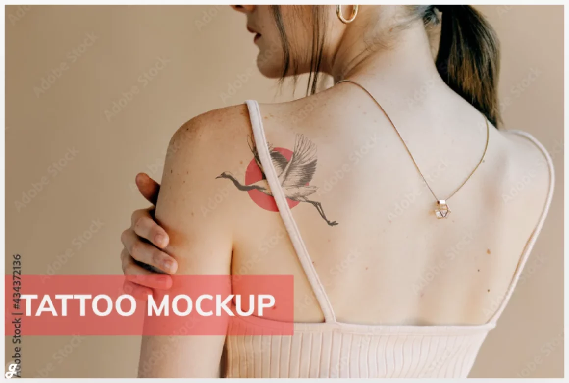 Tattoo Design Mockup on a Woman Shoulder