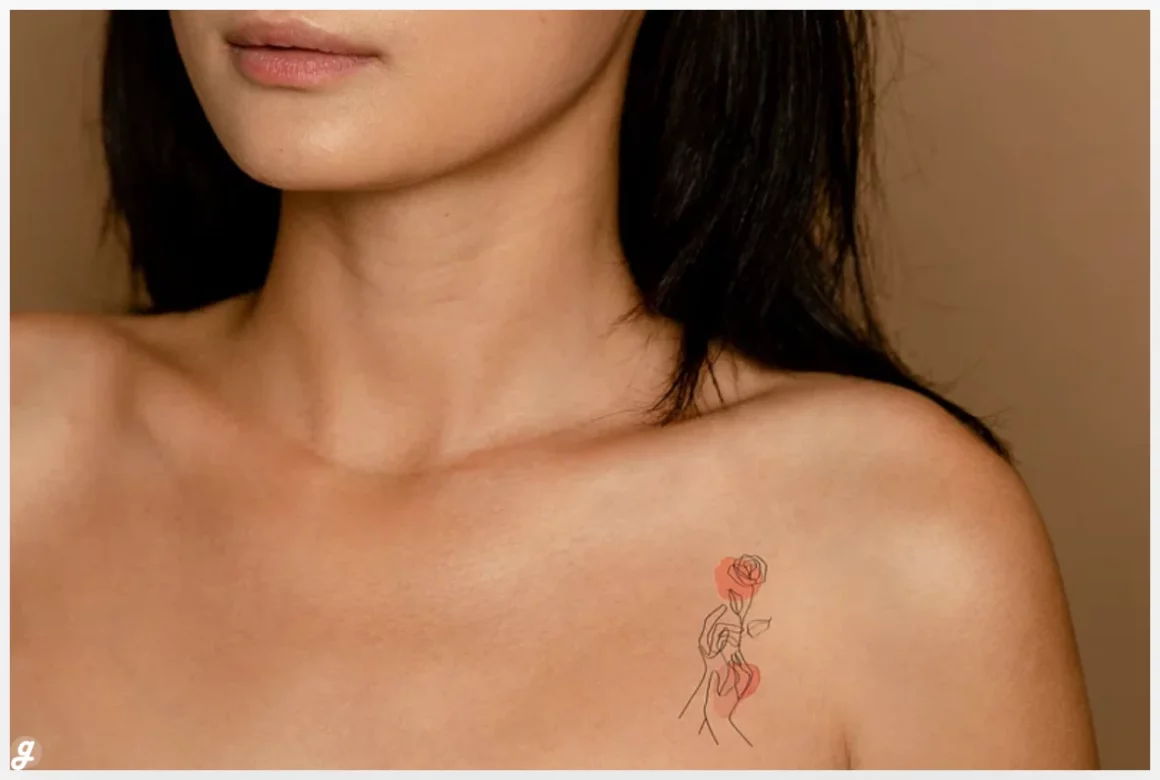 Collar bone tattoo mockup on woman psd