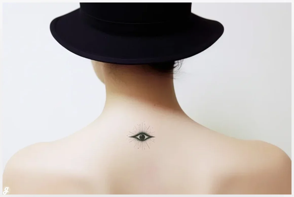 Women's back tattoo mockup psd