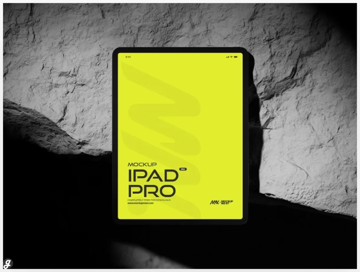 Ipad Pro Mockup On Rock