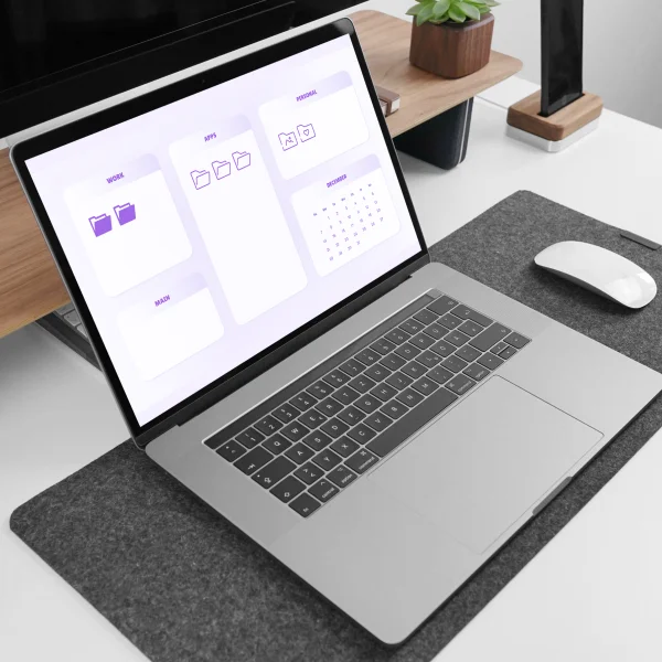 Minimalist Medium Purple Desktop Organizer Wallpaper